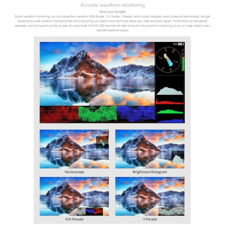 FEELWORLD FVM215-1000 21.5-inch Professional Production Broadcast Monitor High Brightness 1000nit Full HD IPS 4K 60Hz HDMI-compatible 3G-SDI Screen