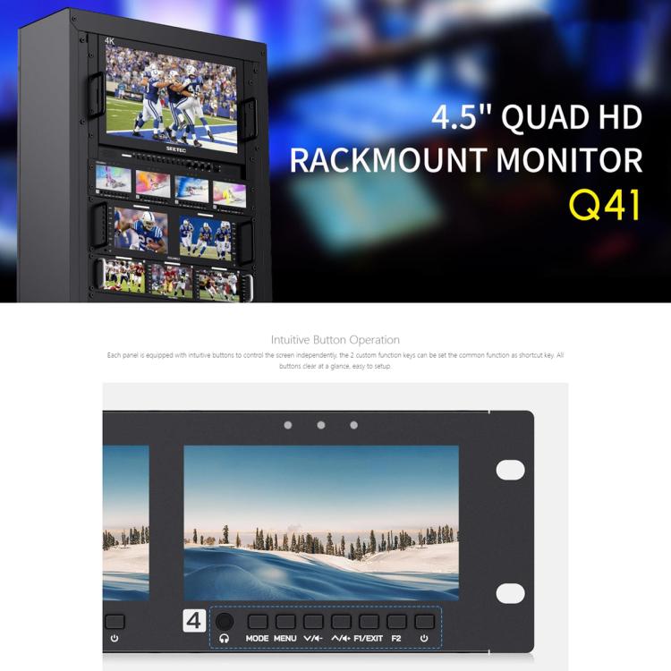 FEELWORLD Q41 Quad 4.5 inch 2RU Rackmount Monitor 3G-SDI 4K HDMI-compatible AV Input and Output