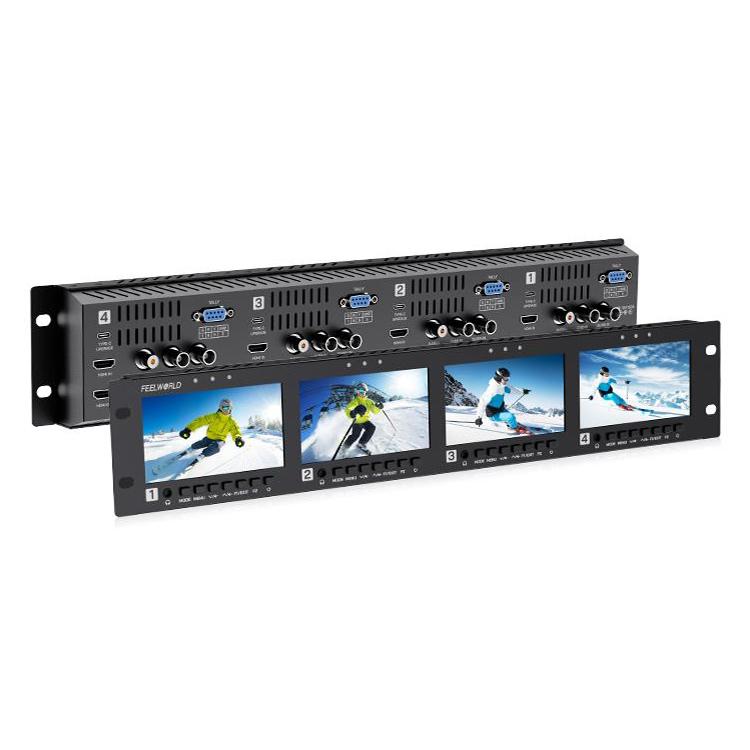 FEELWORLD Q41 Quad 4.5 inch 2RU Rackmount Monitor 3G-SDI 4K HDMI-compatible AV Input and Output