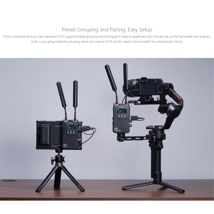 FEELWORLD WT1S 4K Wireless Video Transmission System SDI + Dual HDMI-compatible Full Duplex Intercom Live Streaming