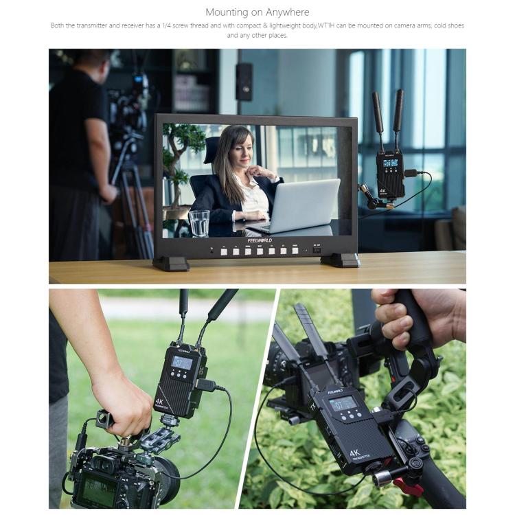 FEELWORLD WT1H 4K Wireless Video Transmission System Dual HDMI-compatible Full Duplex Intercom Live Streaming
