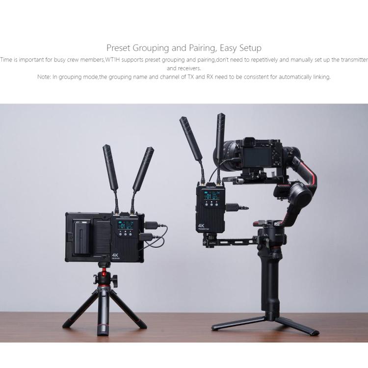 FEELWORLD WT1H 4K Wireless Video Transmission System Dual HDMI-compatible Full Duplex Intercom Live Streaming