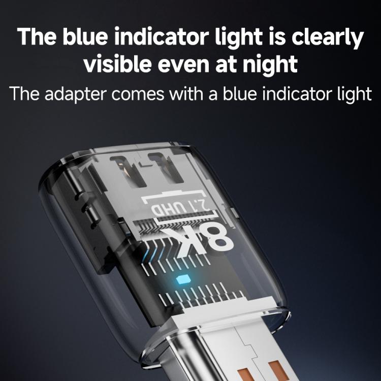 8K 60Hz HDTV 2.1 Male to HDTV 2.1 Female Ultra HD Transparent Adapter