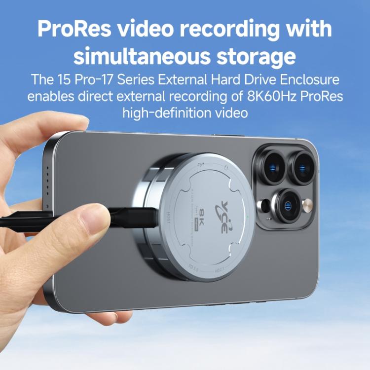 YCE-V195J USB-C / Type-C to PD3.0, HD2.1, USB3.2, 3.5mm, M.2 NVMe Magnetic Hard Drive Enclosure