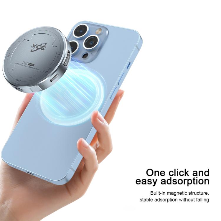 YCE-V195H USB-C / Type-C to PD3.0, HD2.0, USB3.2, 3.5mm, M.2 NVMe Magnetic Hard Drive Enclosure