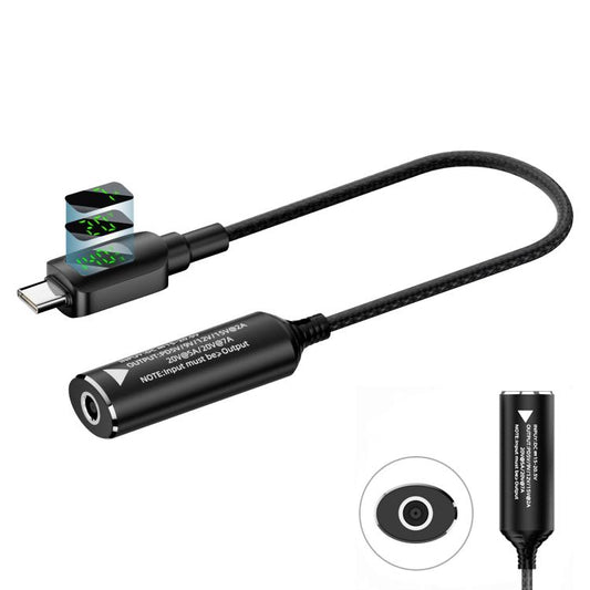 140W Digital Display Laptop Charging Adapter Connector, DC 4.5 x 0.6mm to Type-C Male, DC 5.5 x 2.1mm to Type-C Male, DC 5.5 x 2.5mm to Type-C Male, DC 6.0 x 0.6mm to Type-C Male, DC 7.4 x 0.6mm to Type-C Male, DC 7.9 x 0.9mm to Type-C Male