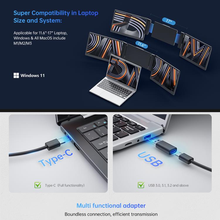 Arie 14 14 inch Expanded Display Triple Portable Monitor