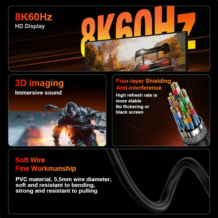 Multiple Modes DP1.4 8K 60Hz HD Video Cable