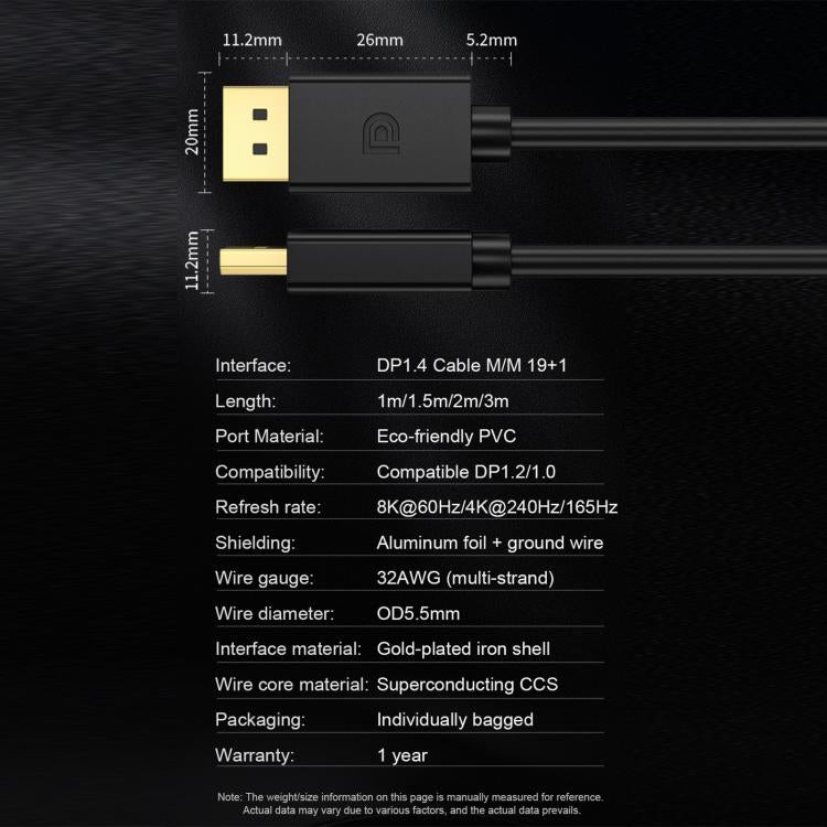 Multiple Modes DP1.4 8K 60Hz HD Video Cable