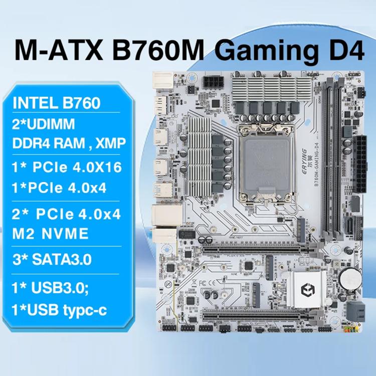 ERYING M-ATX B760M Gaming DDR4 RAM DIY Desktop Computer Motherboard