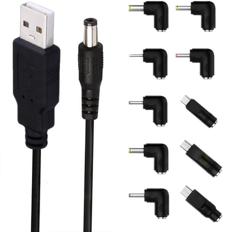 1.5m USB to DC5.5x2.1mm Male Power Cord with 10pcs Converter