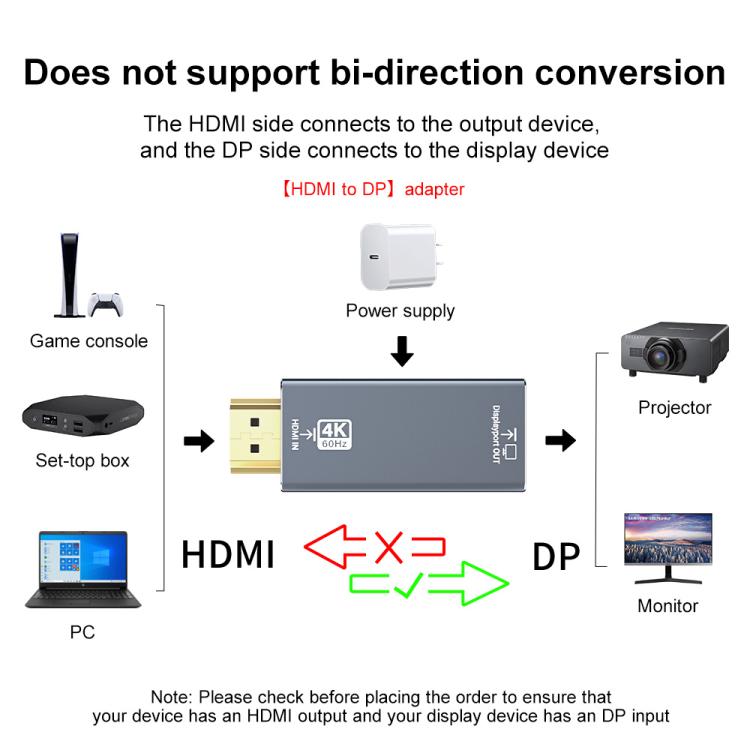 4K 60Hz HDMI Male to DP Female HD Adapter