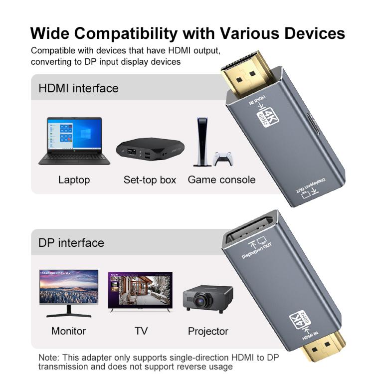 4K 60Hz HDMI Male to DP Female HD Adapter