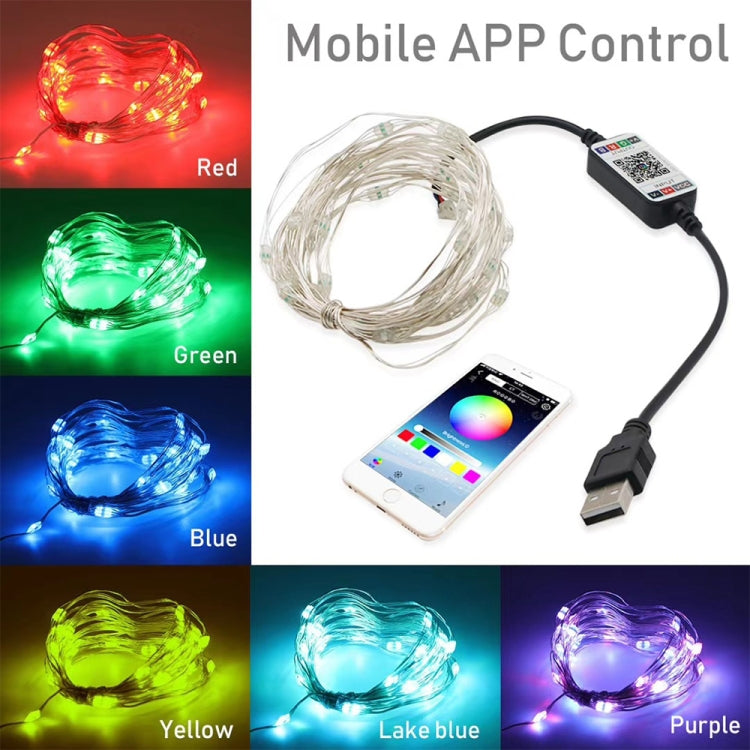 RGB USB  LED Copper Wire Light String Holiday Decoration Light String Bluetooth Mobile APP Control