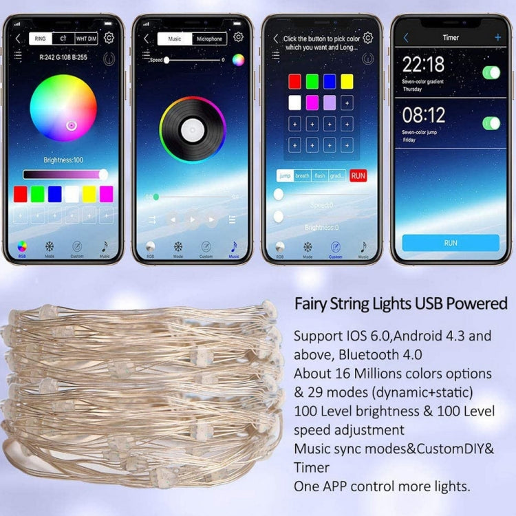 RGB USB  LED Copper Wire Light String Holiday Decoration Light String Bluetooth Mobile APP Control