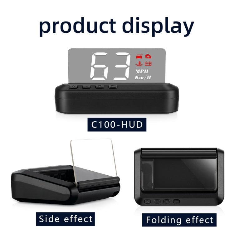 C100 Car HUD Head-up Display OBD2 Fault Code Elimination Overspeed / Fault Alarm