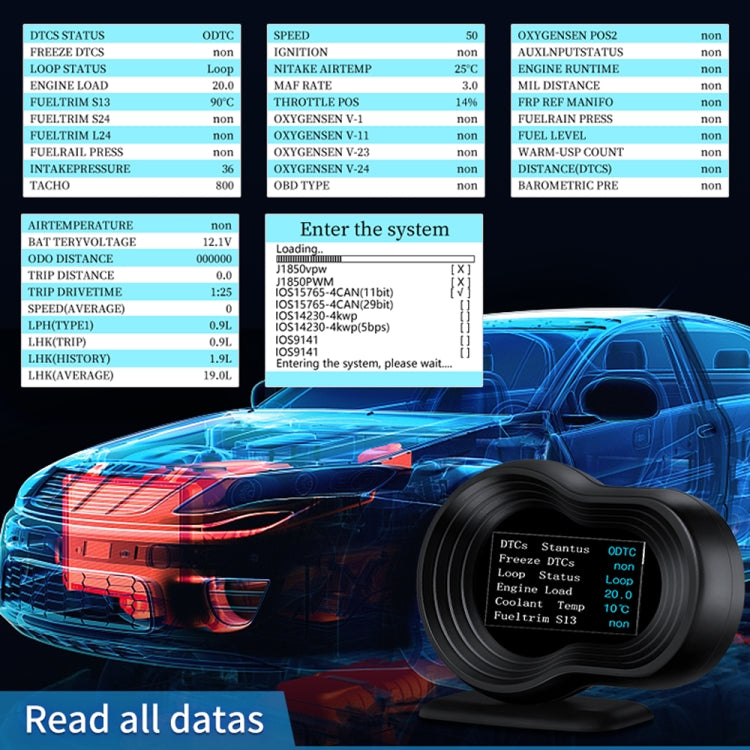 F9 OBD2 + GPS Mode Car HUD Head-up Display Speed / Water Temperature / Voltage Display