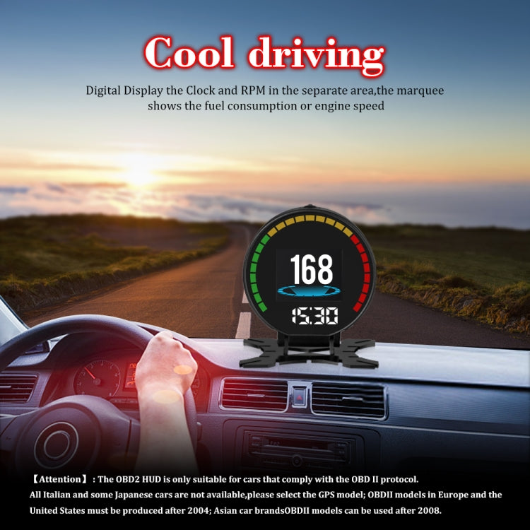 P15 OBD2 Car HUD Head-up Display Water Temperature / Vehicle Speed / Voltage