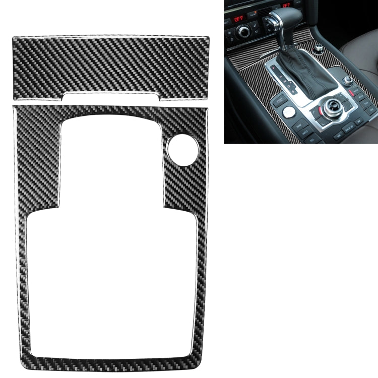2 in 1 Car Carbon Fiber Gear Panel + Cigarette Lighter Decorative Sticker for Audi Q7 2008-2015