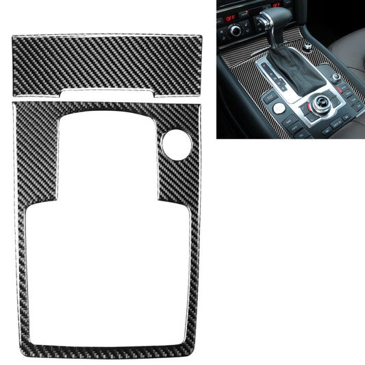 2 in 1 Car Carbon Fiber Gear Panel + Cigarette Lighter Decorative Sticker for Audi Q7 2008-2015