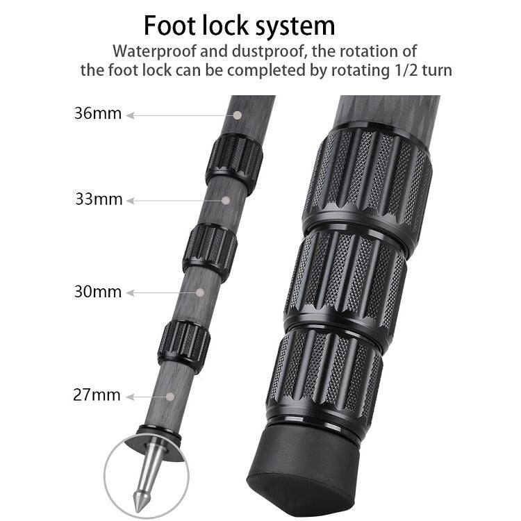 BEXIN ST424C Rugged Camcorder Photographic Carbon Fiber Big Tripod, Max Tube: 40mm
