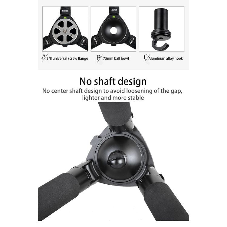 BEXIN ST424C Rugged Camcorder Photographic Carbon Fiber Big Tripod, Max Tube: 40mm