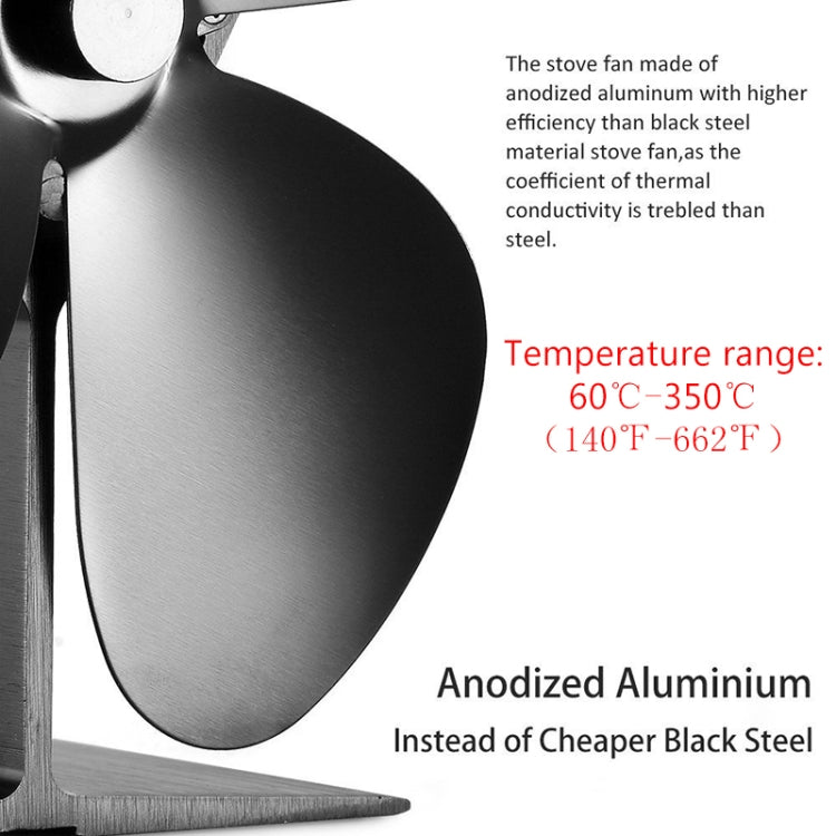 YL-106 5-Blade High Temperature Aluminum Heat Powered Fireplace Stove Fan, YL-106 (Silver), YL-106 (White), YL-106 (Black), YL-106 (Bronze), YL-106 (Grey), YL-106 (Gold), YL-106 (Rose Red)