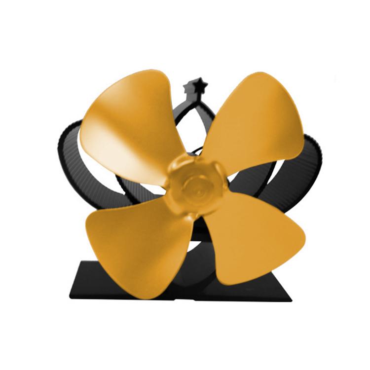 YL201 4-Blade High Temperature Metal Heat Powered Fireplace Stove Fan