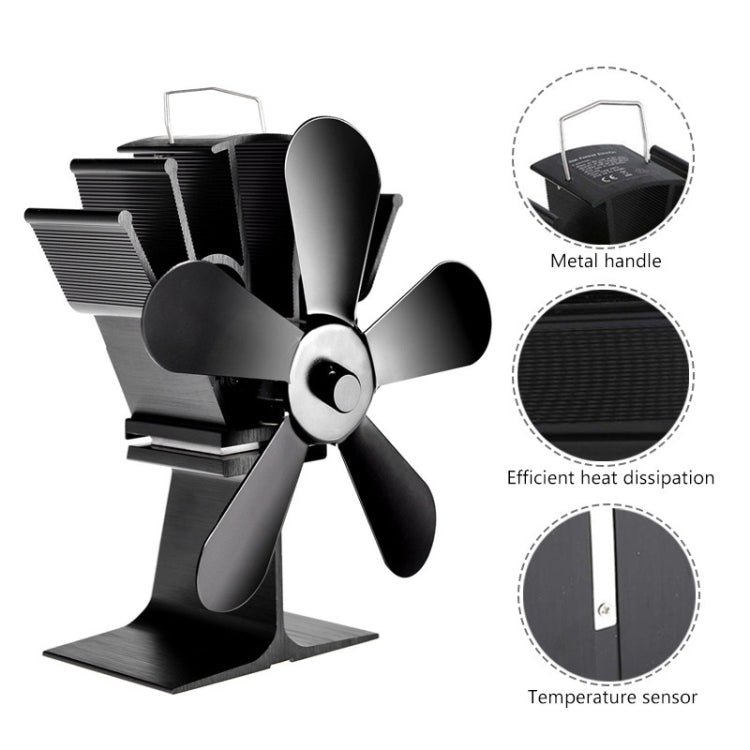 YL602 5-Blade High Temperature Metal Heat Powered Fireplace Stove Fan