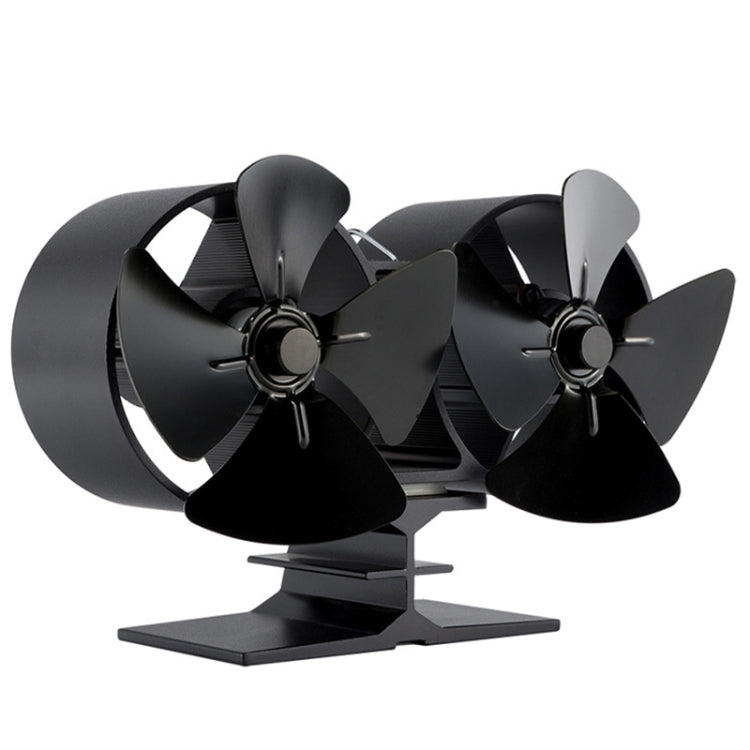 Double Head 8-Blade Aluminum Heat Powered Fireplace Stove Fan