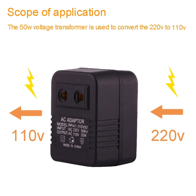 220V to 110V 50W AC Power Socket Adapter,  EU/US Plug to US Plug