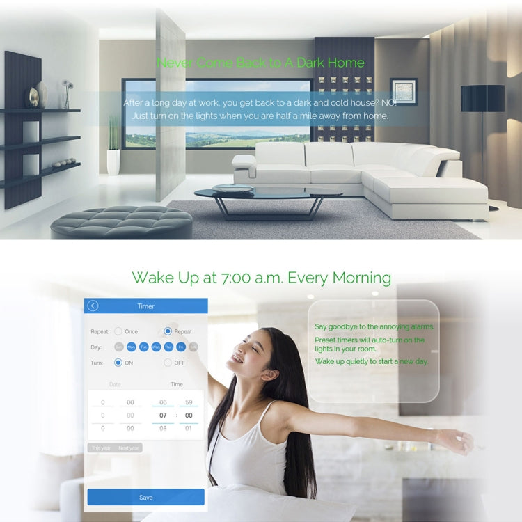 WS-US-02 EWeLink APP & Touch Control 2A 2 Gangs Tempered Glass Panel Smart Wall Switch, AC 90V-250V, US Plug