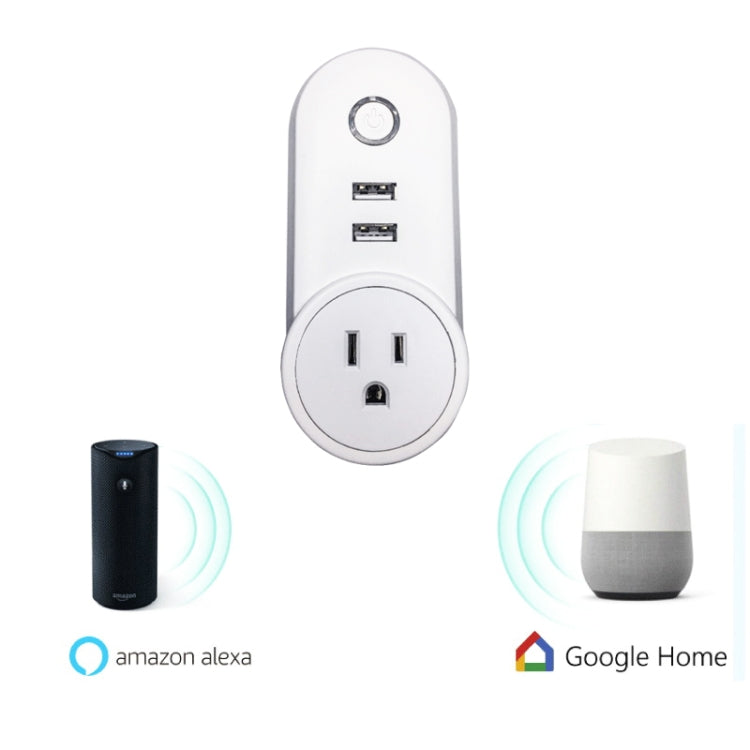 SA-002 2 USB Ports + 1 EU Socket WiFi Smart Power Plug Socket, Compatible with Alexa and Google Home, AC 110V-230V