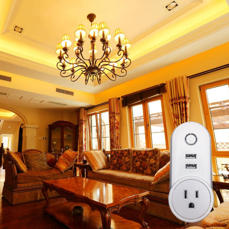 SA-002 2 USB Ports + 1 EU Socket WiFi Smart Power Plug Socket, Compatible with Alexa and Google Home, AC 110V-230V