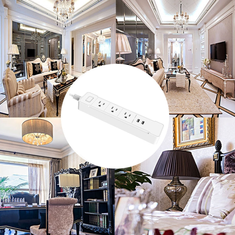 C198B 2 USB Ports + 3 US Sockets WiFi Smart Power Plug Socket, Compatible with Alexa and Google Home, AC 110V-240V, US Plug