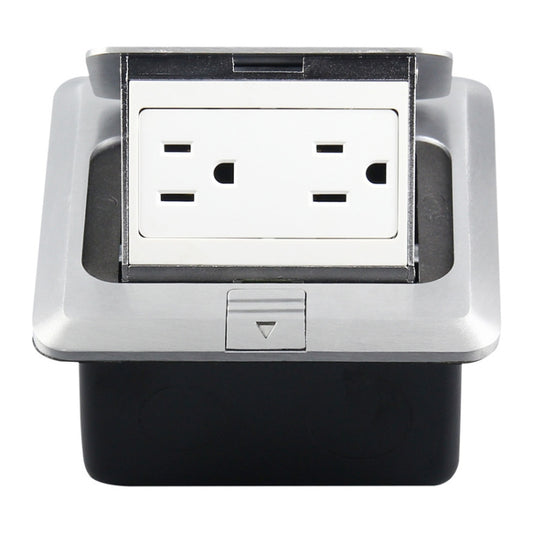 Hidden Pop-up Aluminum Alloy Computer Floor Socket with Cover Bottom Box, US Plug