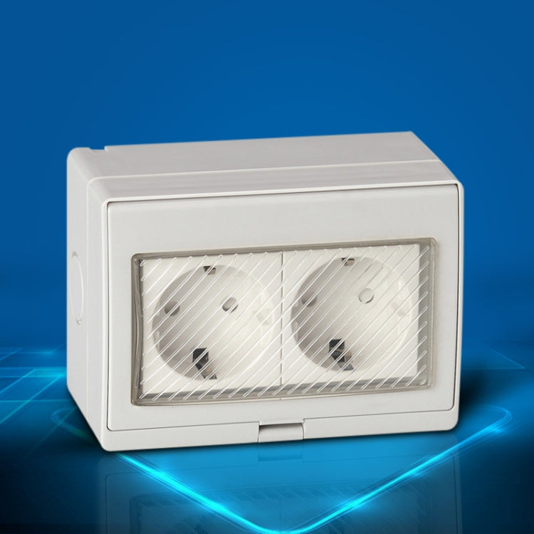 Outdoor IP55 Waterproof Double-connection Socket, EU Plug