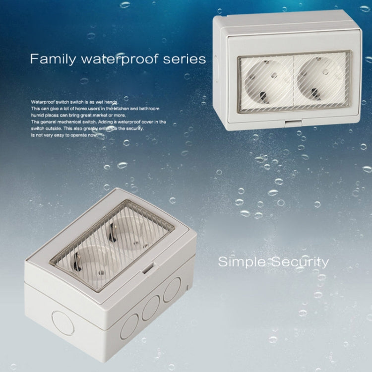 Outdoor IP55 Waterproof Double-connection Socket, EU Plug