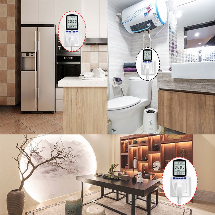 AC 230V 50Hz Max 16A LCD Display Energy Meter Watt Volt Voltage Power Analyzer Automatic Electricity Monitor Analyzer Power, EU Plug