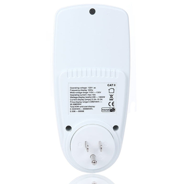 AC 120V 60Hz Max 15A LCD Display Power Meter Energy Watt Amps Volt Electricity Usage Monitor Analyzer, US Plug