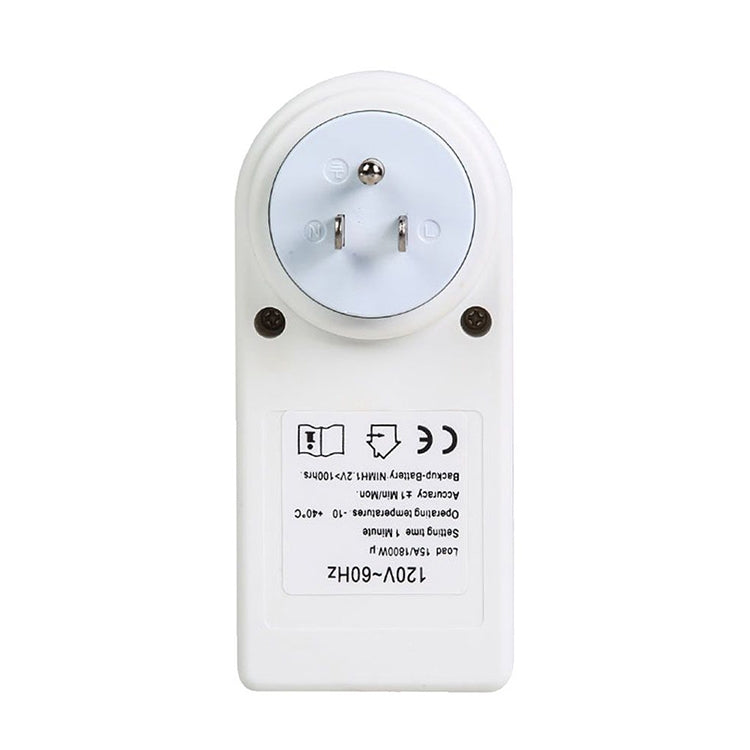 AC 120V Smart Home Plug-in LCD Display Clock Summer Time Function 12/24 Hours Changeable Timer Switch Socket, US Plug