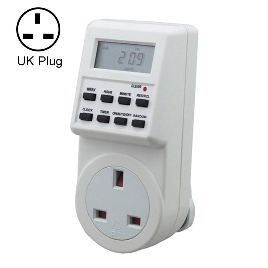 AC 230V Smart Home Plug-in LCD Display Clock Summer Time Function 12/24 Hours Changeable Timer Switch Socket, UK Plug