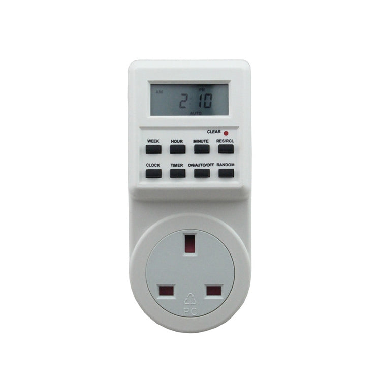 AC 230V Smart Home Plug-in LCD Display Clock Summer Time Function 12/24 Hours Changeable Timer Switch Socket, UK Plug