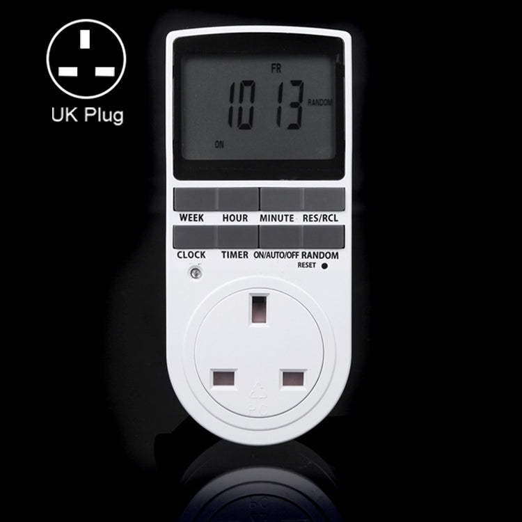 AC 230V Smart Home Plug-in LCD Display Clock Summer Time Function 12/24 Hours Changeable Timer Switch Socket, UK Plug