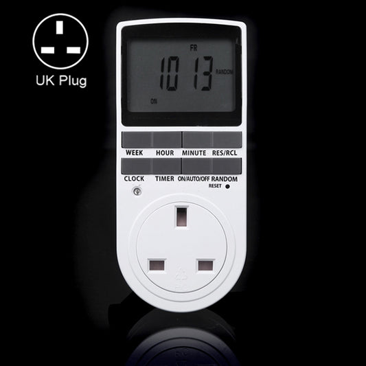 AC 230V Smart Home Plug-in LCD Display Clock Summer Time Function 12/24 Hours Changeable Timer Switch Socket, UK Plug