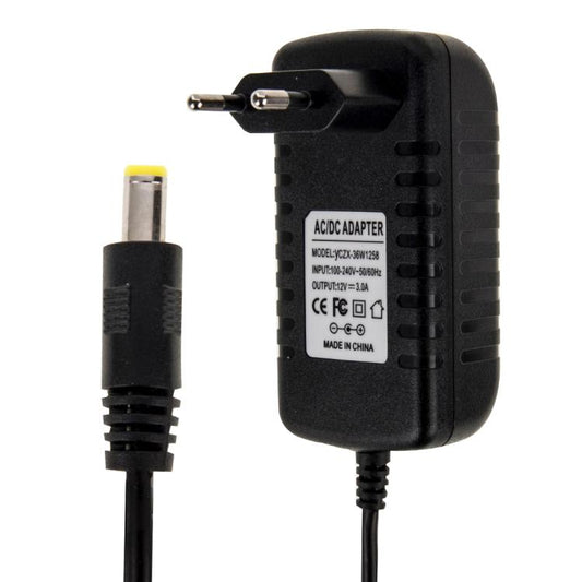 EU Plug AC 100-240V to DC 12V 5A Power Adapter, Tips: 5.5 x 2.1mm, Cable Length: about 1.2m