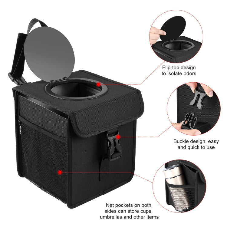 FUNADD Portable Folding Car Back Seat Hook Garbage Can Car Storage Box