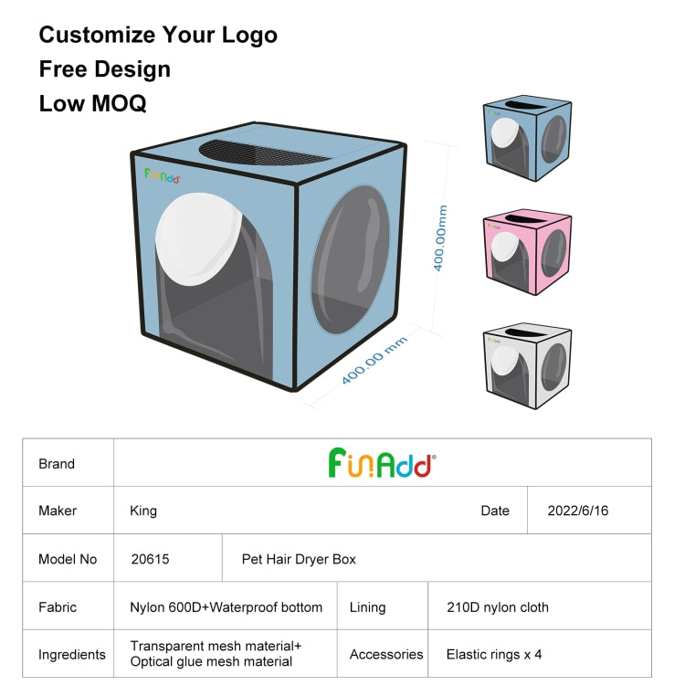 FUNADD Pet Bath Drying Box Portable Folding Dryer Cage, Suitable for Pets up to 5kg