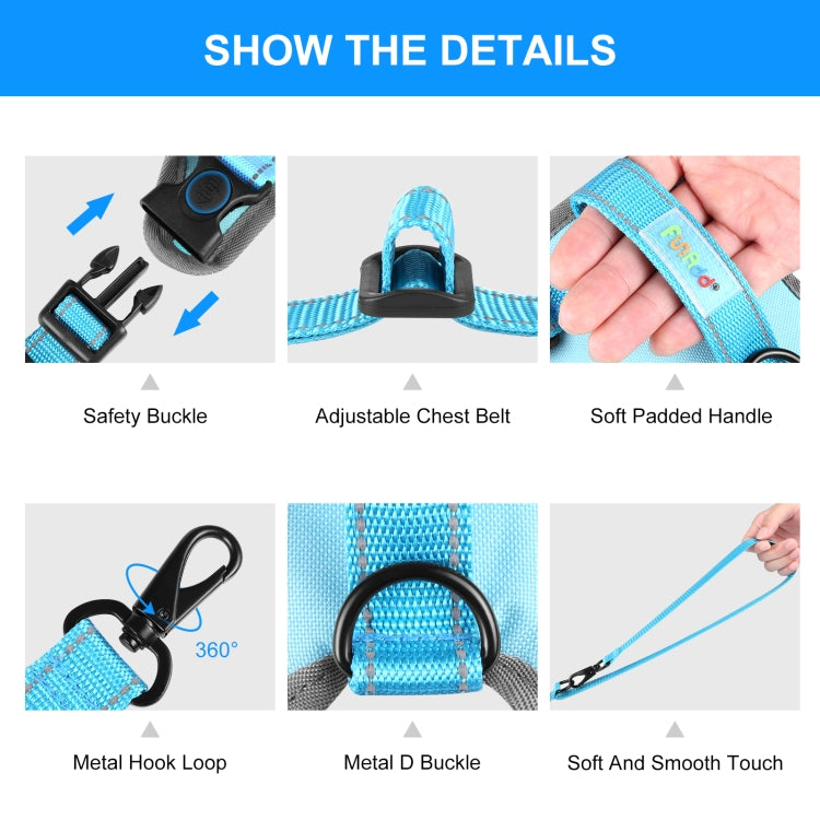 FunAdd Traction Rope Reflective Breathable Nylon Pet Vest Dog Harness, Size: S