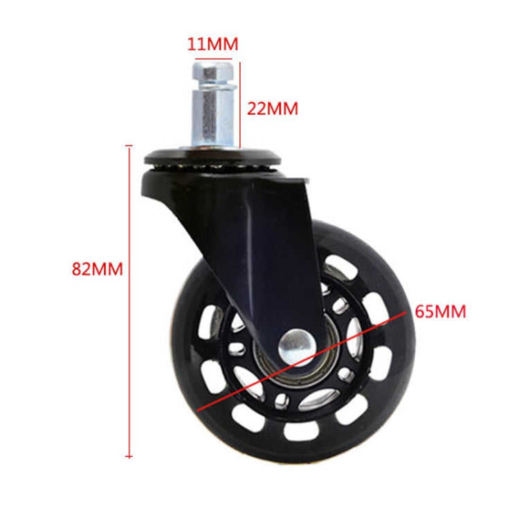 2.5 inch PU Black Transparent Wheel Suitable for Office Chair 11x22mm Mute Screw Universal Wheel